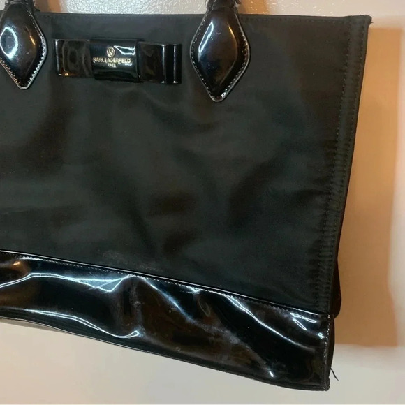 Karl Lagerfeld Penny Bow Patent Leather & Nylon Tote - Picture 3 of 10